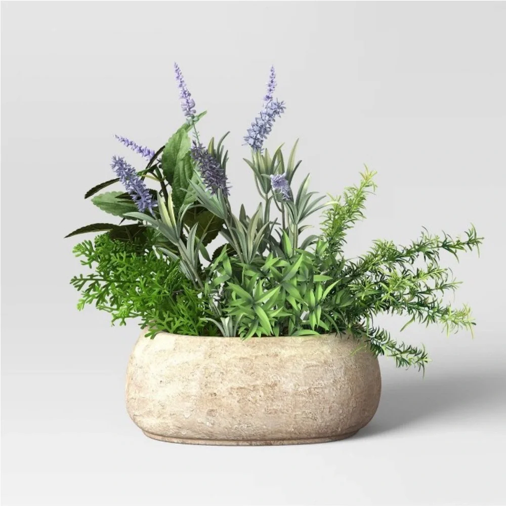 STUDIO MCGEE NWT faux herb dish garden in pot -14”